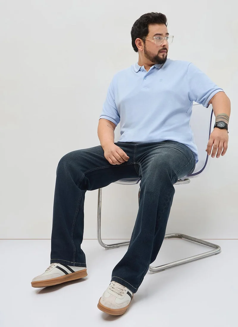 Urbano Fashion  Urbano Plus Men's Carbon Blue Regular Fit Heavy Washed Denim Jeans Stretchable for Men | Best Price UAE